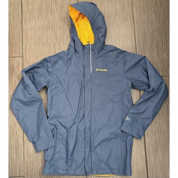 Columbia Boy's Watertight Rain Jacket Large (14/16) Blue W/Yellow Mesh Omni Tech - Picture 1 of 7